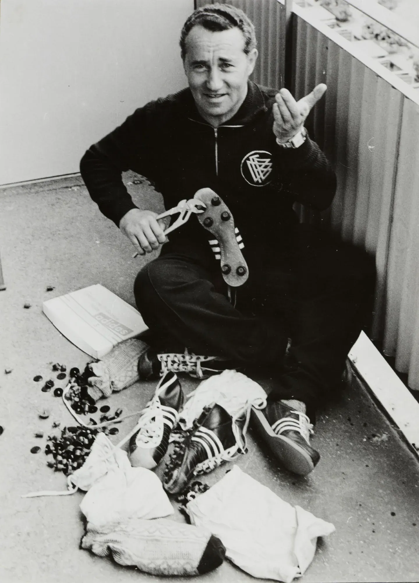 Adi Dassler with the first Argentina boots (Source: ©adidas)