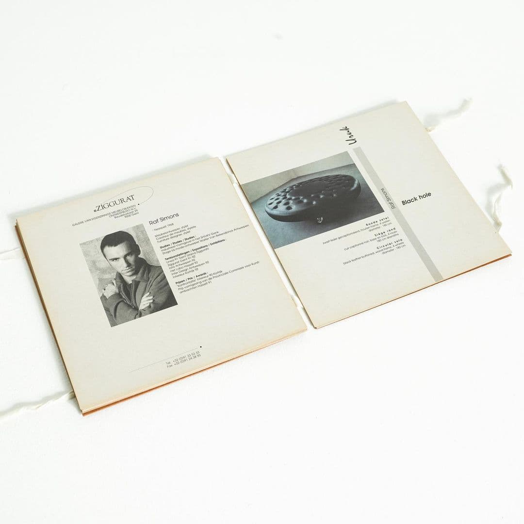 Young Raf Simons via Ziggurat Gallery (Gent, Belgium), featuring his furniture piece 'URUK', 1993.